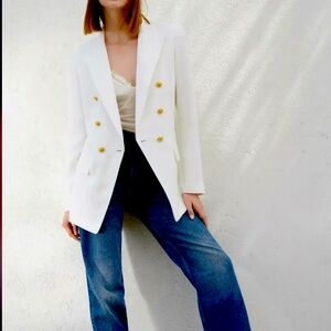 ZARA Double-Breasted Blazer- NWOT - Gold-button - Trinny SZ XS